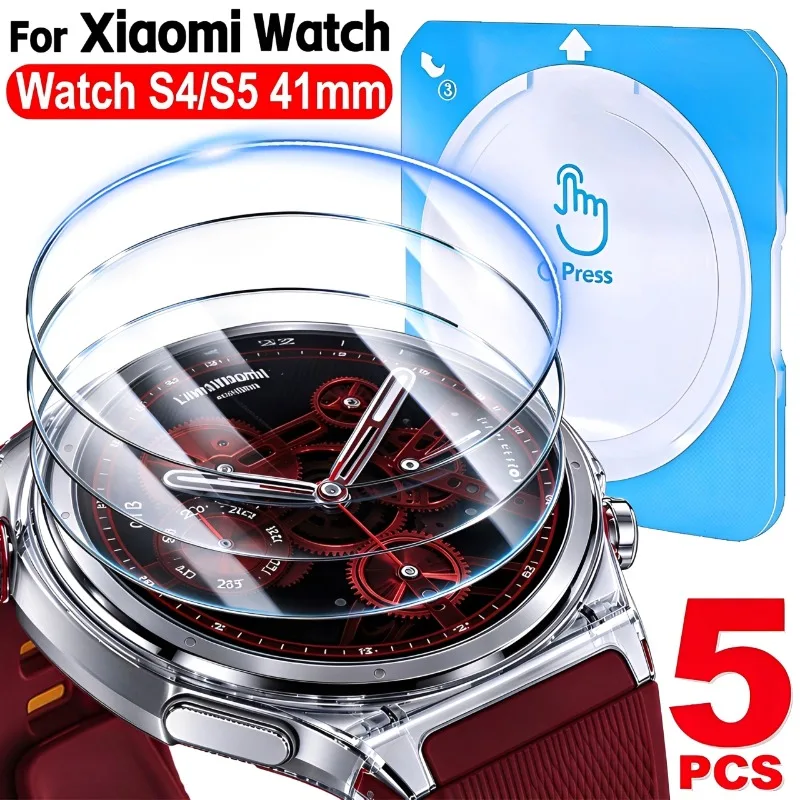 1/2/3/5PCS Screen Protectors with Dust-free Install Kit for Xiaomi Watch S5 41mm 9H Hardness Tempered Glass for Mi Watch S4 41mm