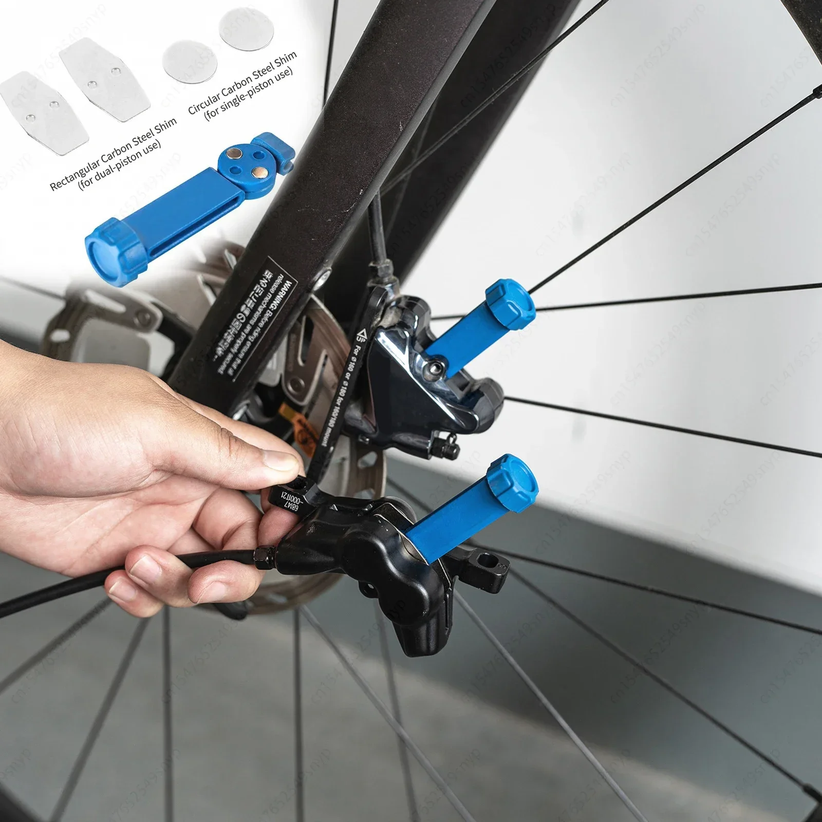 360° Rotatable Bike Disc Brake Piston Reset Tool Durable Steel Hydraulic Caliper Spreader, Brake Pad Piston Extension Repair Kit