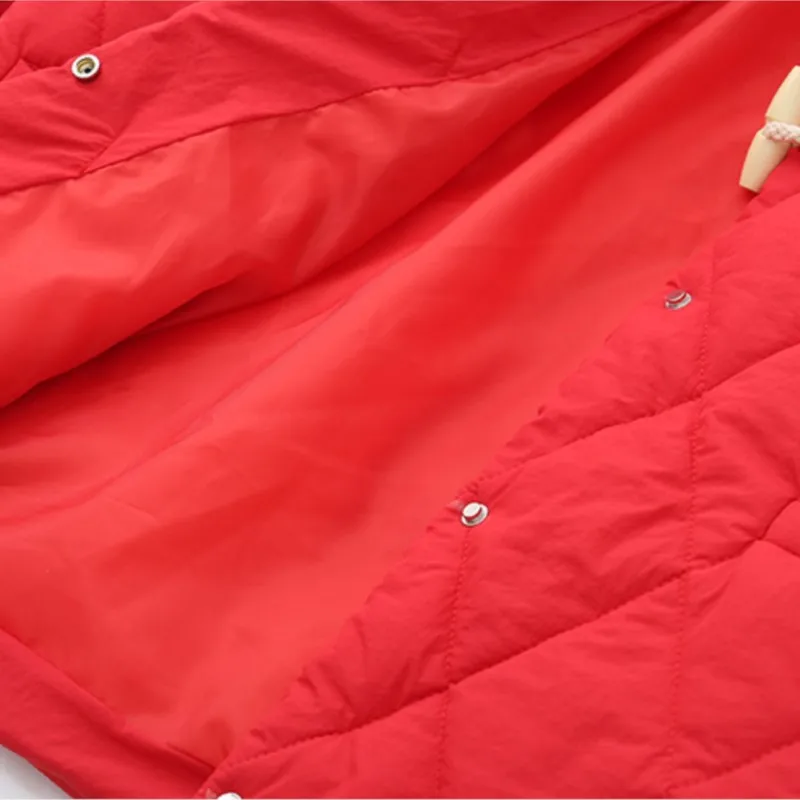 Womens Plus Size Winter Parkas Casual Clothing Lapel Argyle Knot Button Padded Jacket Simple Warmth Curve Coats S66 9830