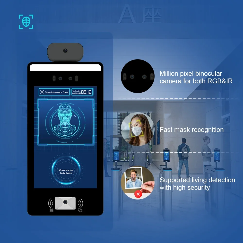 F6 Gesichts erkennung Temperatur scanner mit ir Wärme bild kamera Zugangs kontrolle Anwesenheit All-in-One-Maschinen terminal