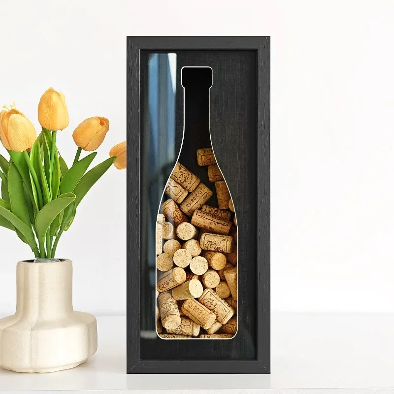 Red Wine Cork Display Frame Wooden Wine Cork Frame Bottle Corks Storage Box Desktop Collection Display Frames Home Decor Items