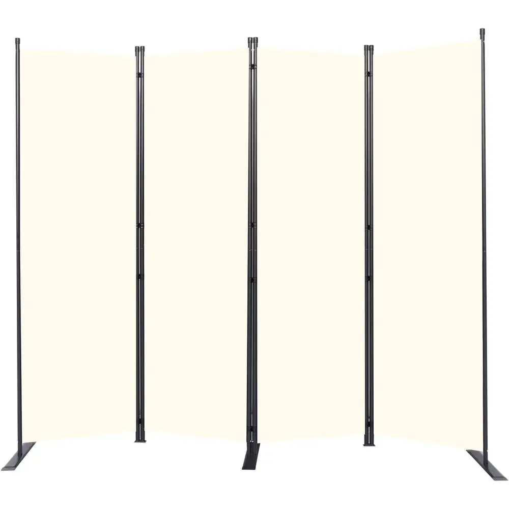 4 Panel Room Divider - 88 Wide, 6 Feet Tall, Stable Metal Base, Fabric Panels for Privacy | Ideal for Home, Office, Studio