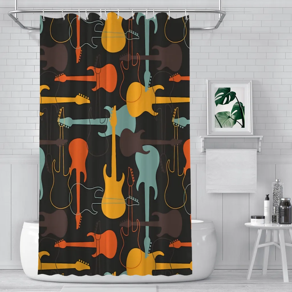 Guitar Foo Fighters Shower Curtains HEAVY METAL Waterproof Fabric Creative Bathroom Decor with Hooks Home Accessories