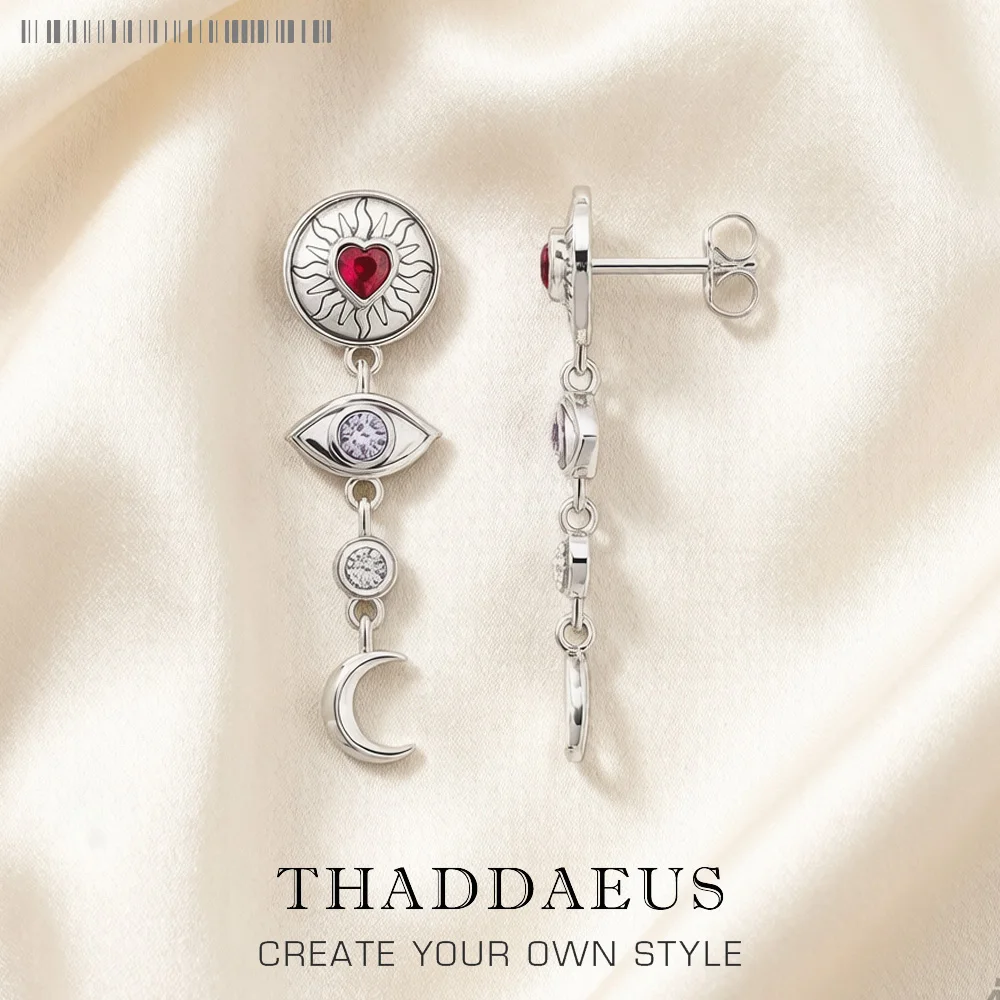 Auge Mond Sonne Herz Glück Ohrringe Talismane Schmuck für Frauen Böhmen Geschenk in Sterling silber
