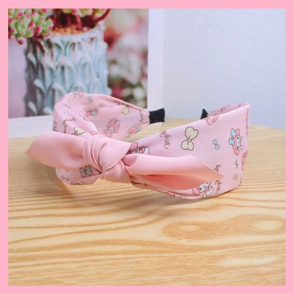 Sanrio Girls Hair Bands Anime Kawaii Korean Version Sweet Bow Tie Hair My Melody Cinnamoroll Hoop Hair Accessories Kids Toy Gift