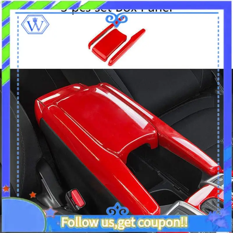 M46K-3 PCS Red Steering Wheel Button Cover Trim Central Console Armrest Box Trim Cover For Honda Civic 10Th 2016-2021
