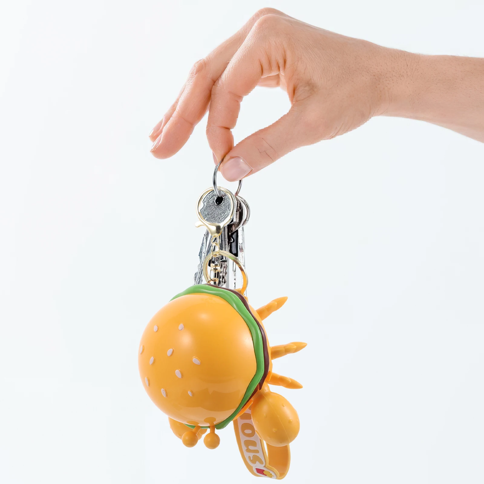 

Transformable Hamburger To Crab Keychain 3D Fake Food Ornament Kids Party Favors Goodie Bag Fillers Food Simulated Key