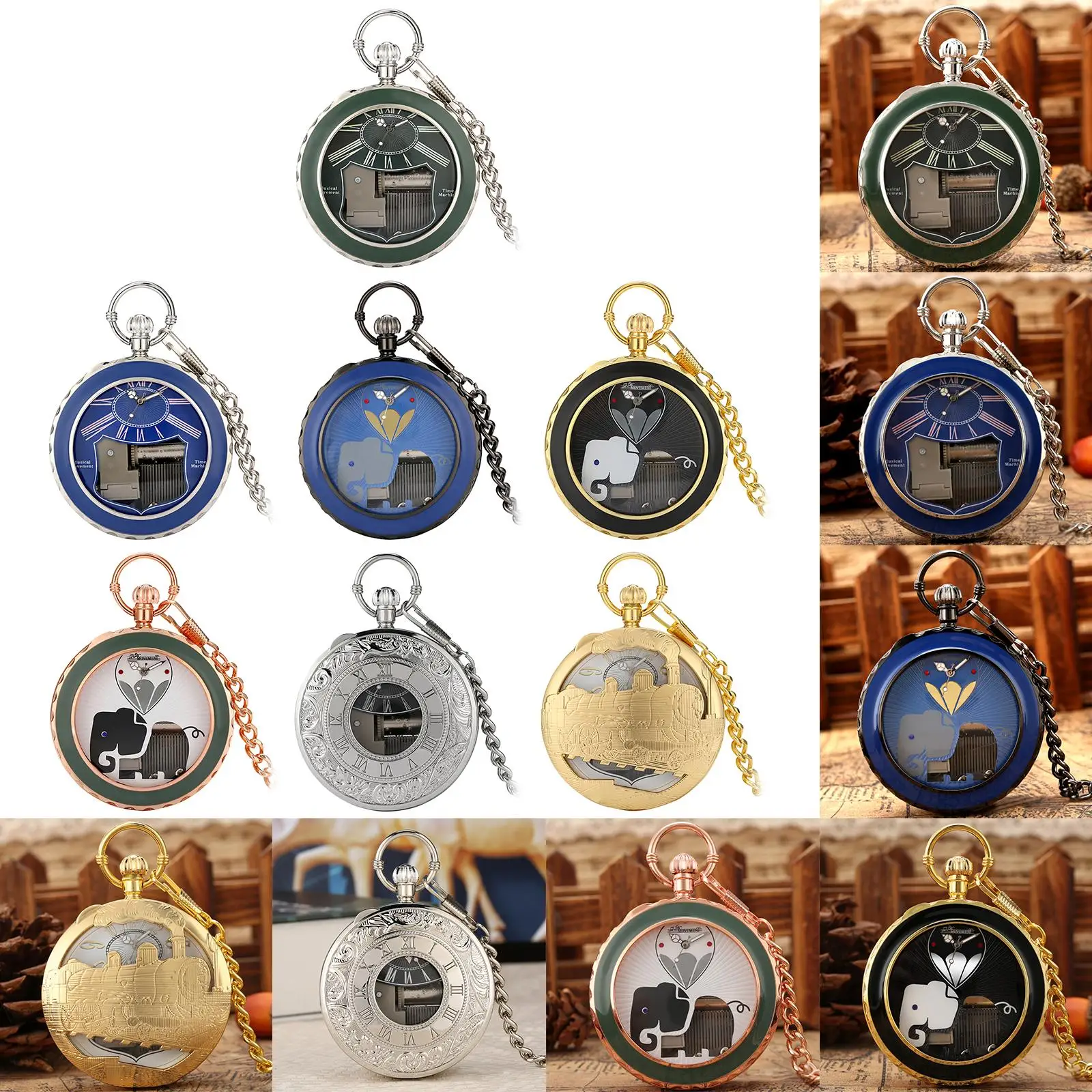 Reloj de bolsillo de cuarzo con movimiento musical, coleccionables artísticos para regalos de cumpleaños, hijo