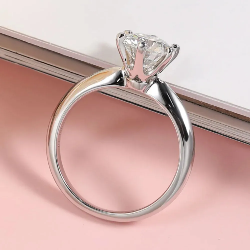 100% genuine 1-5ct Moissanite Ring GRA certificate passed diamond test ring, women's shiny jewelry gift S925 Silver view 4