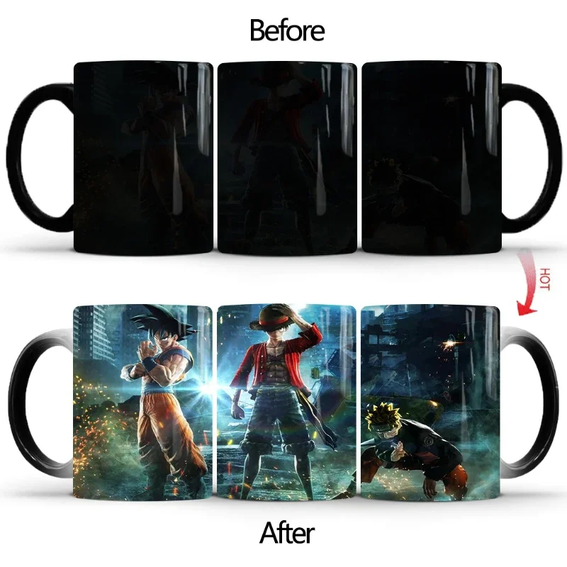 

400ml Will Change Color Anime ONE PIECE Naruto Dragon Ball Water Cup Large Capacity Sport Drink Bottle Coffee Cup Children Gift