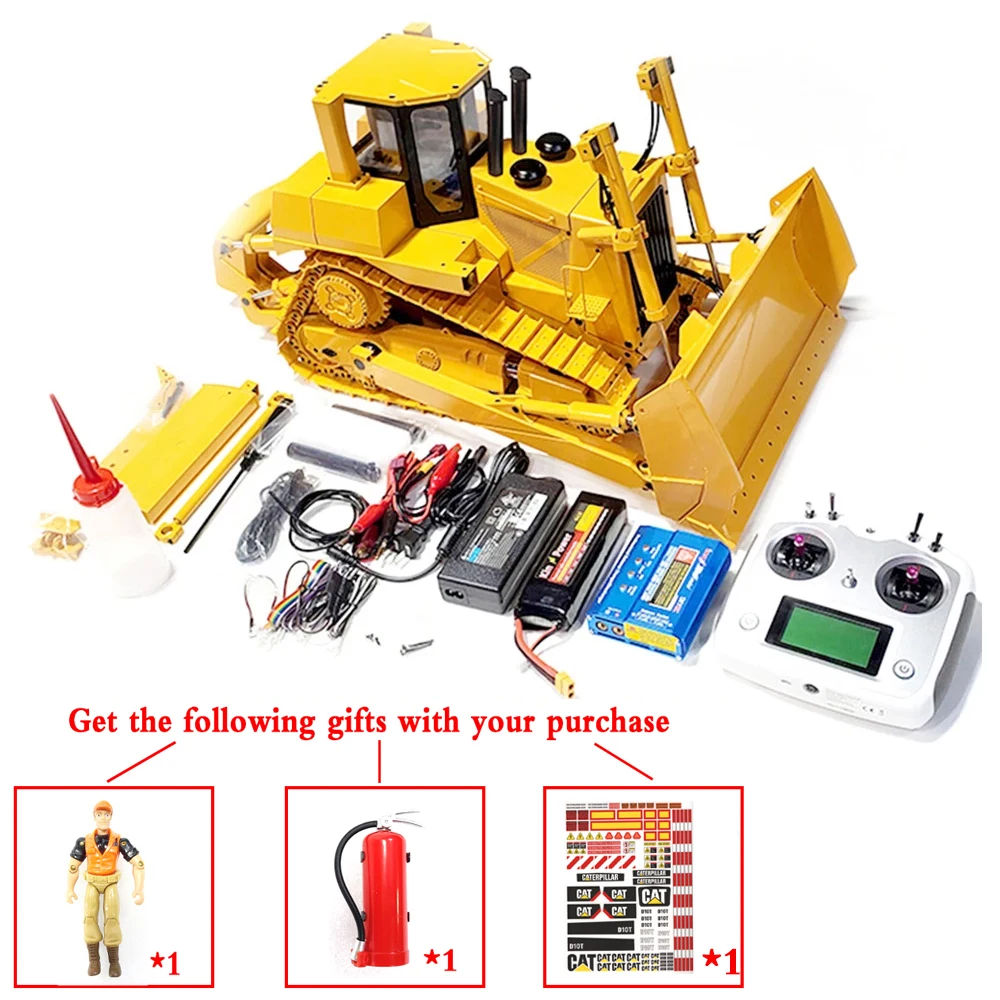 DXR2 RC Bulldozer 1/14 D9T RC Hydraulic Bulldozer Metal Model with Light and Sound Crawler Bulldozer Boy Remote Control Car Toy