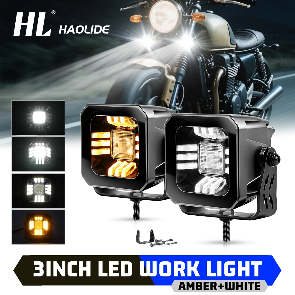 

HAOLIDE 3 Inch Led Work Light 4 Models with 6000k White DRL Combo Beam Driving Light for Motorcycle Pickup Truck 12V 24V