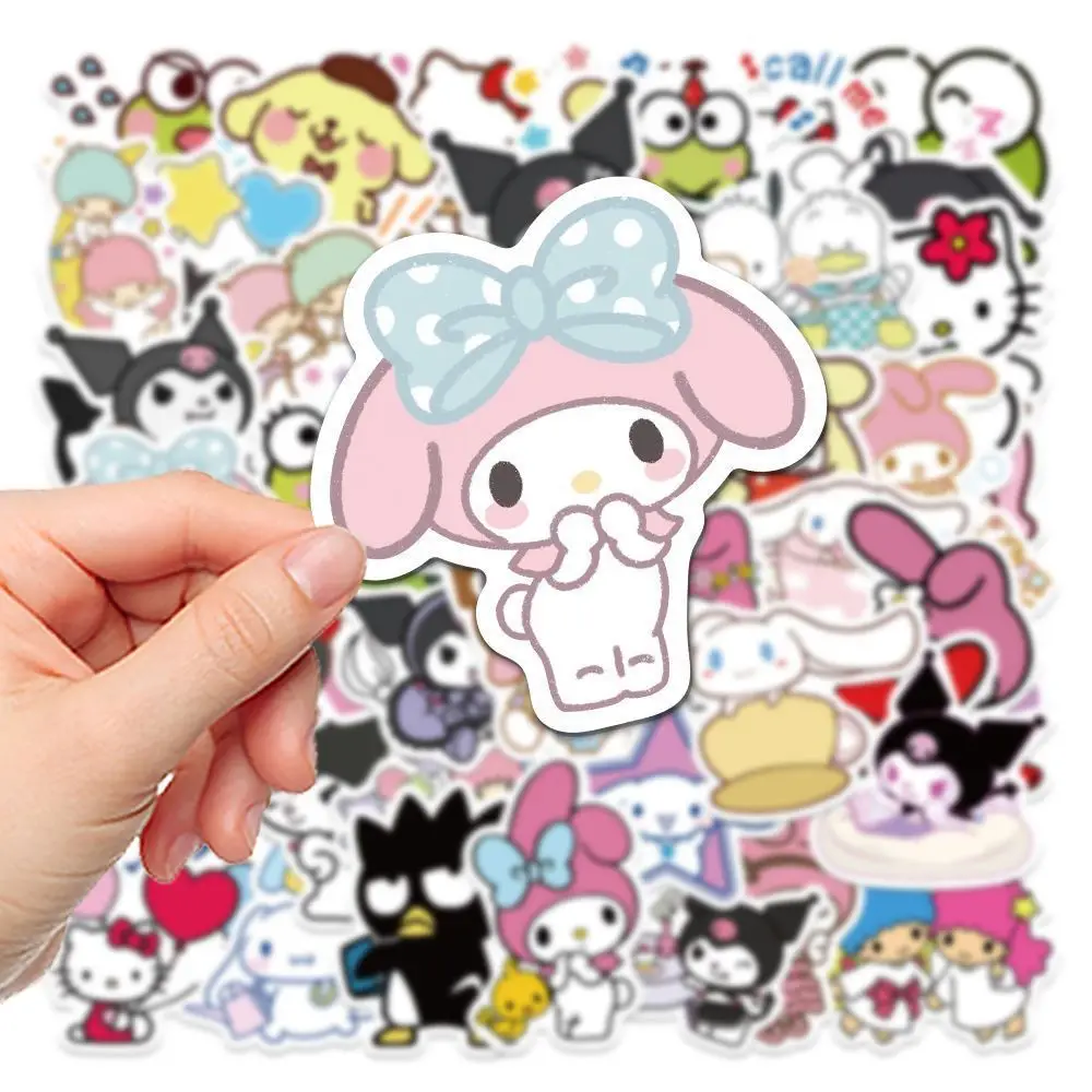 Sanrios Blend 50pcs Cartoon Student Stickers Kuromi Melody Handbooks Notebook Computer Bicycle HelloKitty Decorate Stickers