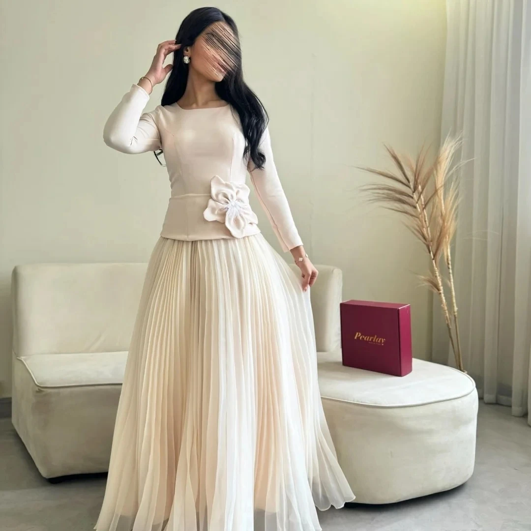 

Floral Long Sleeves Bespoke Occasion Gown Evening Dresses Prom Pastrol Unisex Jersey Retro Dubai Saudi Arabic Customized