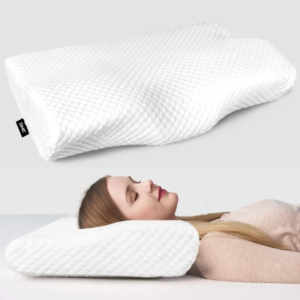 

Contour Memory Foam Pillow for Neck Pain Relief,Adjustable Orthopedic Ergonomic Cervical Pillow for Sleeping with Washable Cover