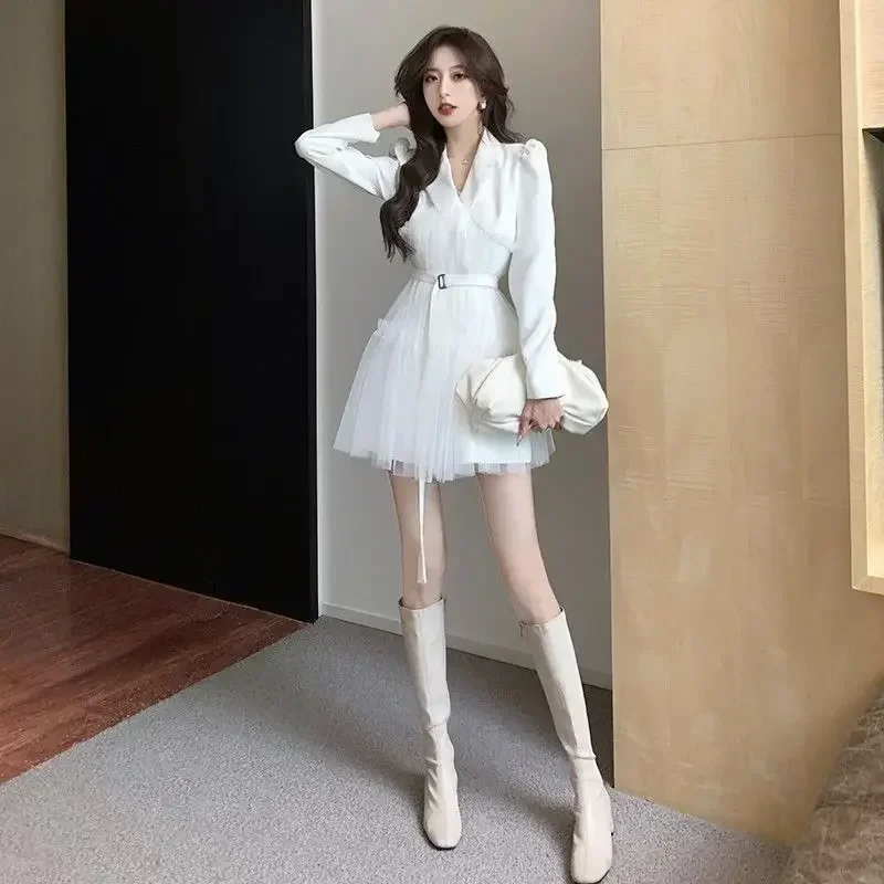 Woman Long Sleeve Dress Evening Party Blazer High Quality Spring Autumn Dresses for Women Outfits Korean Style G Designer Kpop X