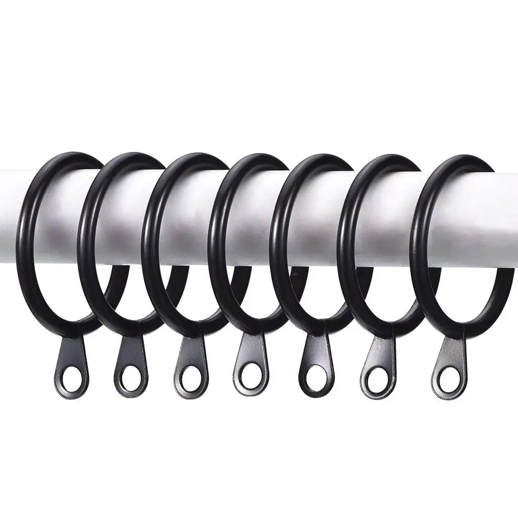 Window Curtain Rings Metal with Eyelet Smooth Open for Extendable Rods and Curtain Accessories