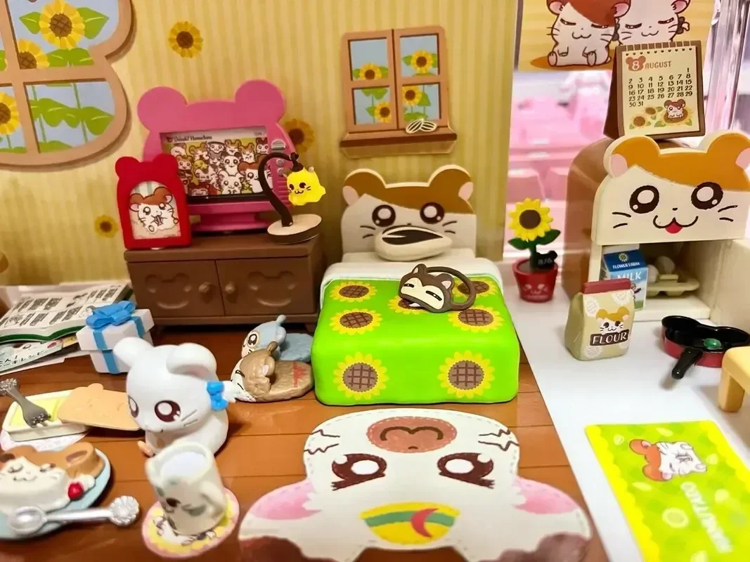 Hamtaro Room Re-Ment Genuine  Anime Miniature Model cute mini Bedroom furniture hamster Figure Toys Gift Collection Ornamen