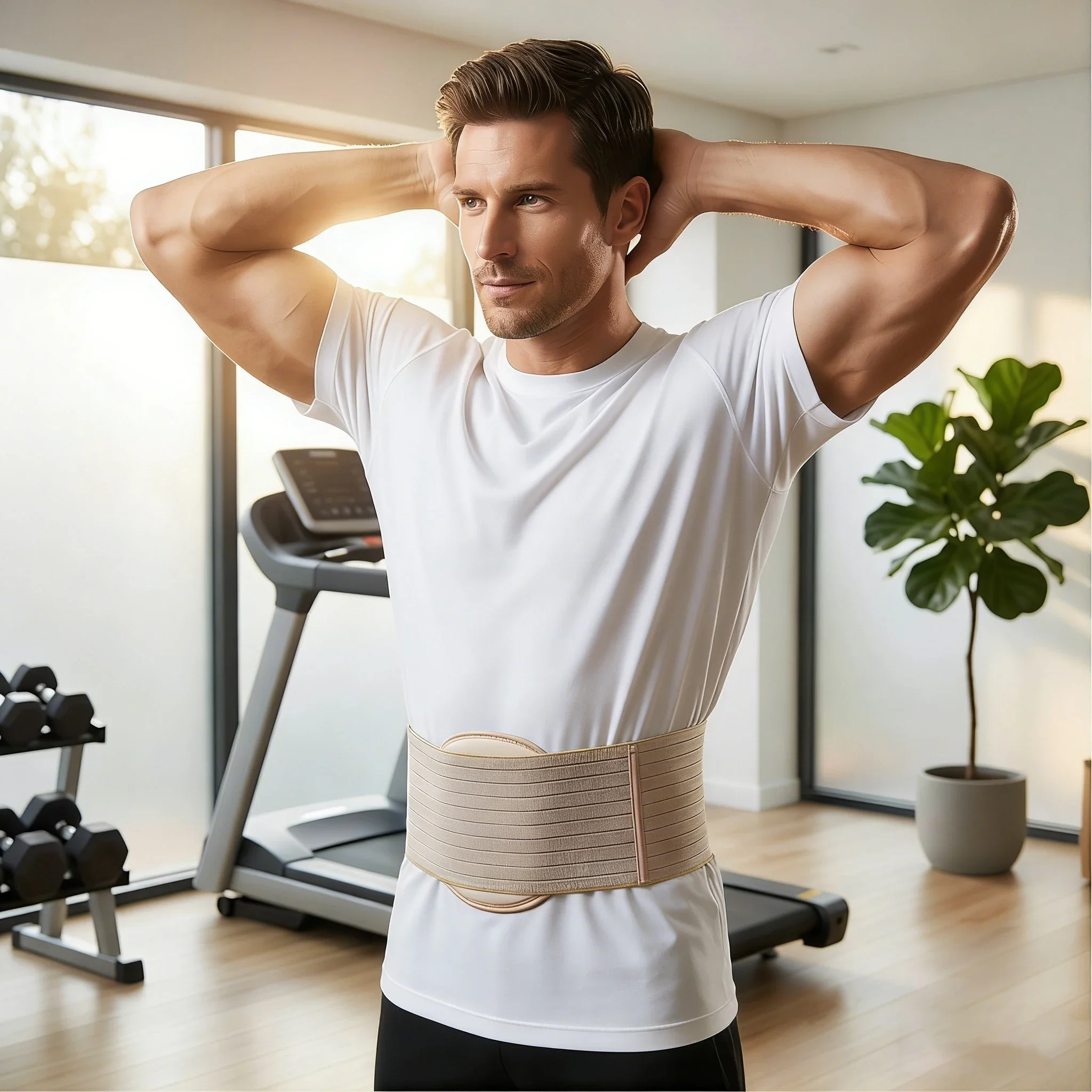 Verstellbarer Nabelbruchgürtel mit Kompressionskissen – Bauchstützbandage für Nabel-, Epigastrische- und Inguinalhernien – Detail 8