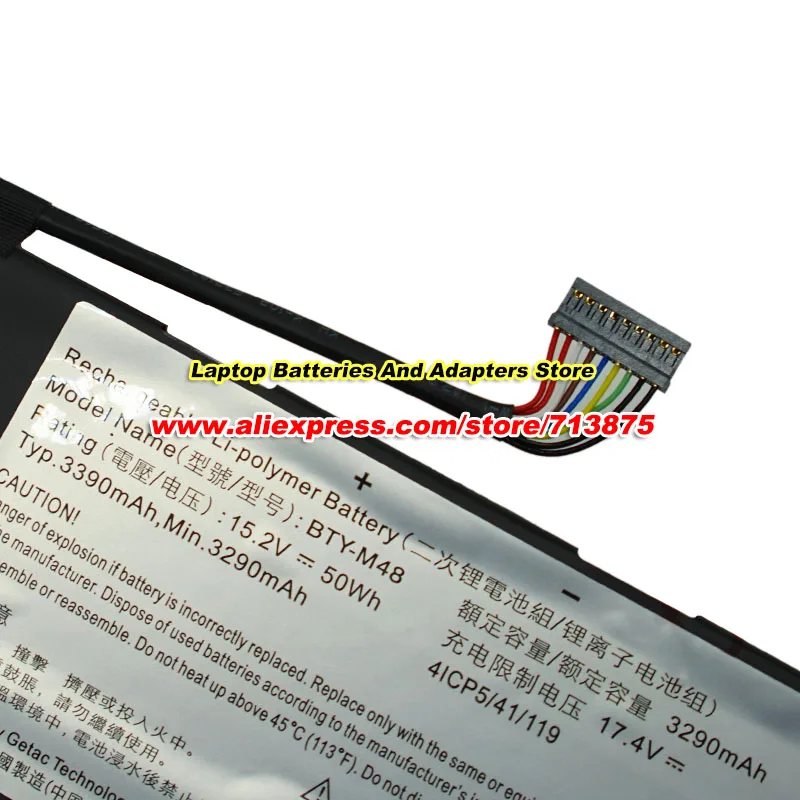 BTY-M48 Battery 4ICP5/41/119 BTYM48 15.2V 3290mAh 50Wh for Mechrevo S1-02 S1-C1 S1C1 MS-14B1 Laptop Battery