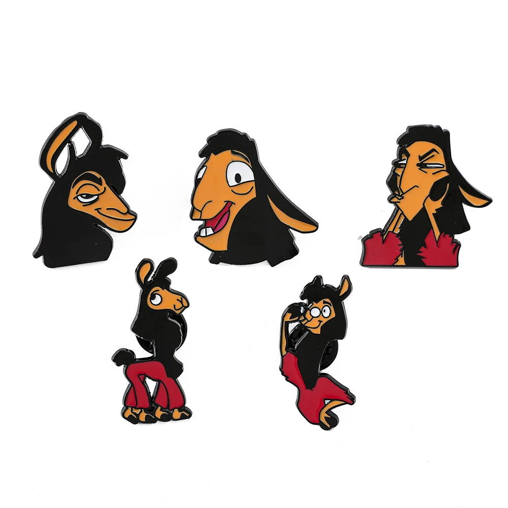 5-teilige Anime-Cartoon-Brosche, kreativ, The Emperor's New Groove, Emaille-Anstecknadel, Metallabzeichen, Schmuck, Kleidung, Rucksack, Zubehör, Geschenk