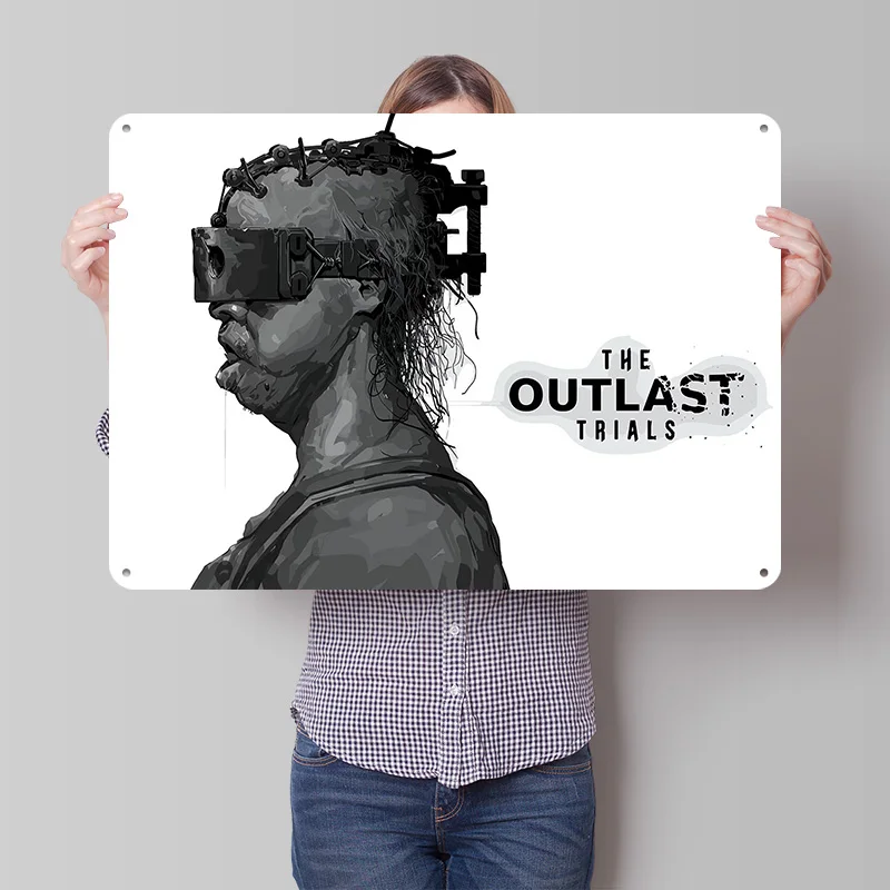 The Outlast Trials Game Art Poster Retro 3D Printed Metal Signs Customized Wall Hanging Gift for Tin Sign Room Decor Wand Deko