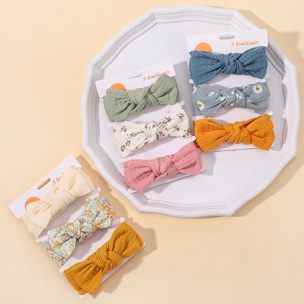 3pcs Baby Girls Headband Set Bow Knot Head Wrap Bandage Kids Toddlers Headwear Hair Band Infant Baby Newborn Hair Accessories