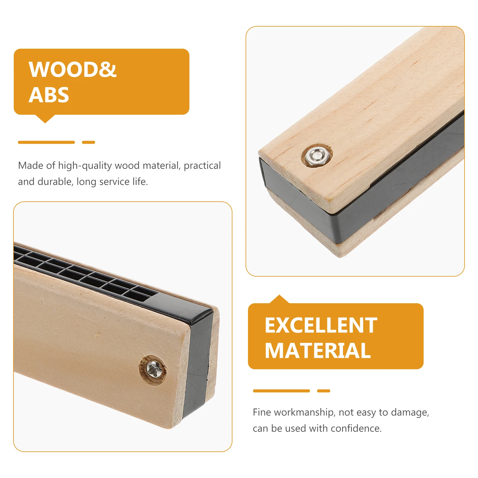 

Wooden Harmonica Toy Double Row White Body ABS Material Kids Educational Musical Instrument Plaything Students DIY