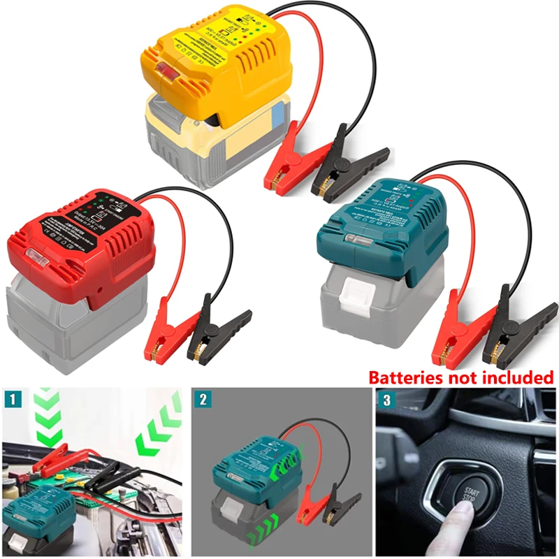 Portable 11AWG Jumper Cables Car Accessories For Makita/Dewalt/Milwaukee 18V Li-ion Battery Jump Starting Adapter Booster Cable