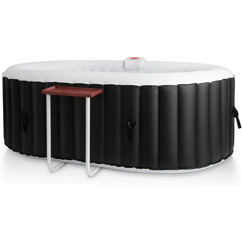 

2-3 Person Inflatable Hot Tub Spa,Oval Portable Hot Tub with Built-in Pump, Side Table,Bubble Jets,2 Filter Cartridge Included