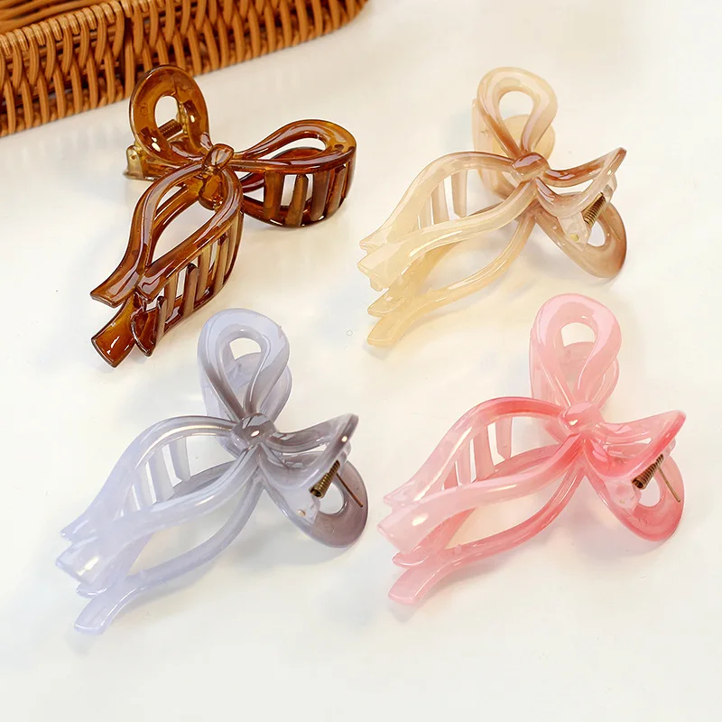 

1Pcs Fashion Sweet Gradual Change Bow Hair Clip Acrylic Hair Clip For Women Hair Claws Crab Clamp Barrettes Headwear Accessories