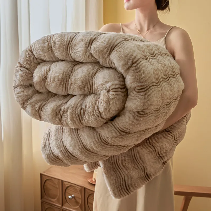 Flannel Rabbit Plush Blanket Office Nap Sofa Blanket Double-sided Cover Blanket Four Seasons Universal Air-conditioning Blanket