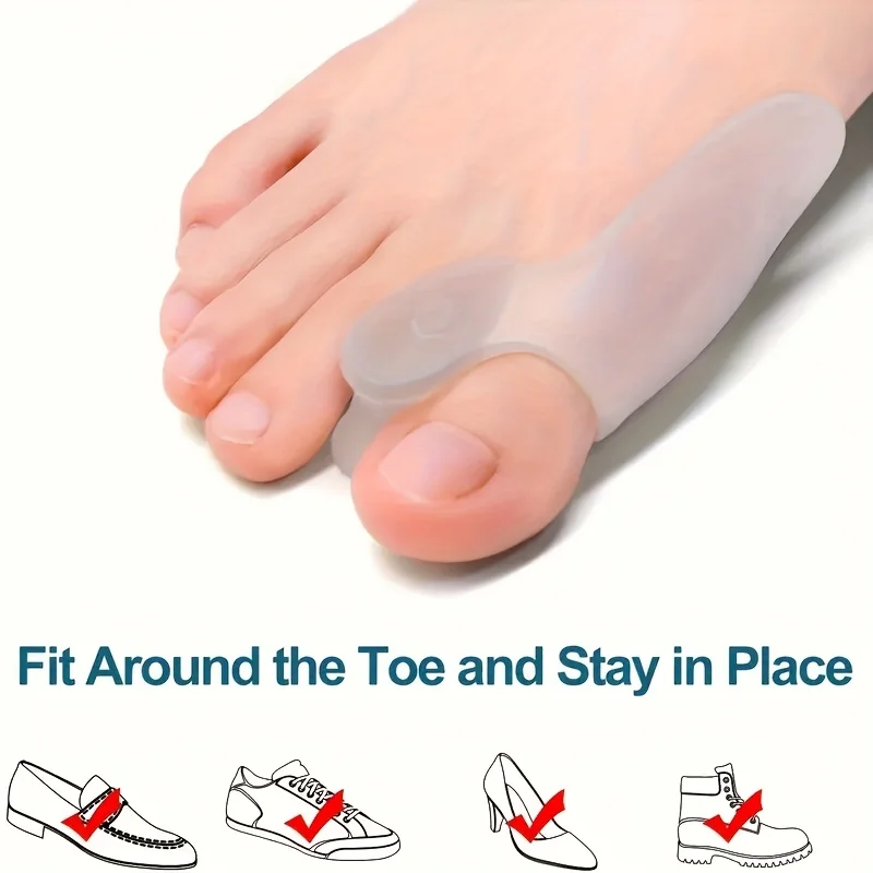 زوج واحد من أغطية أصابع القدم المصنوعة من السيليكون، فاصل/واقي أصابع القدم الكبير المريح، للجنسين