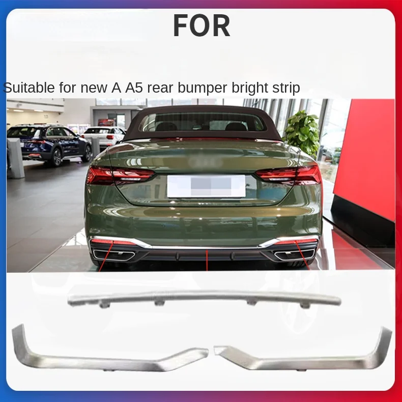 FOR 21-24 AUDI A5 REAR BUMPER EXTERIOR BODY REAR BRIGHT CHROME TRIM STRIP