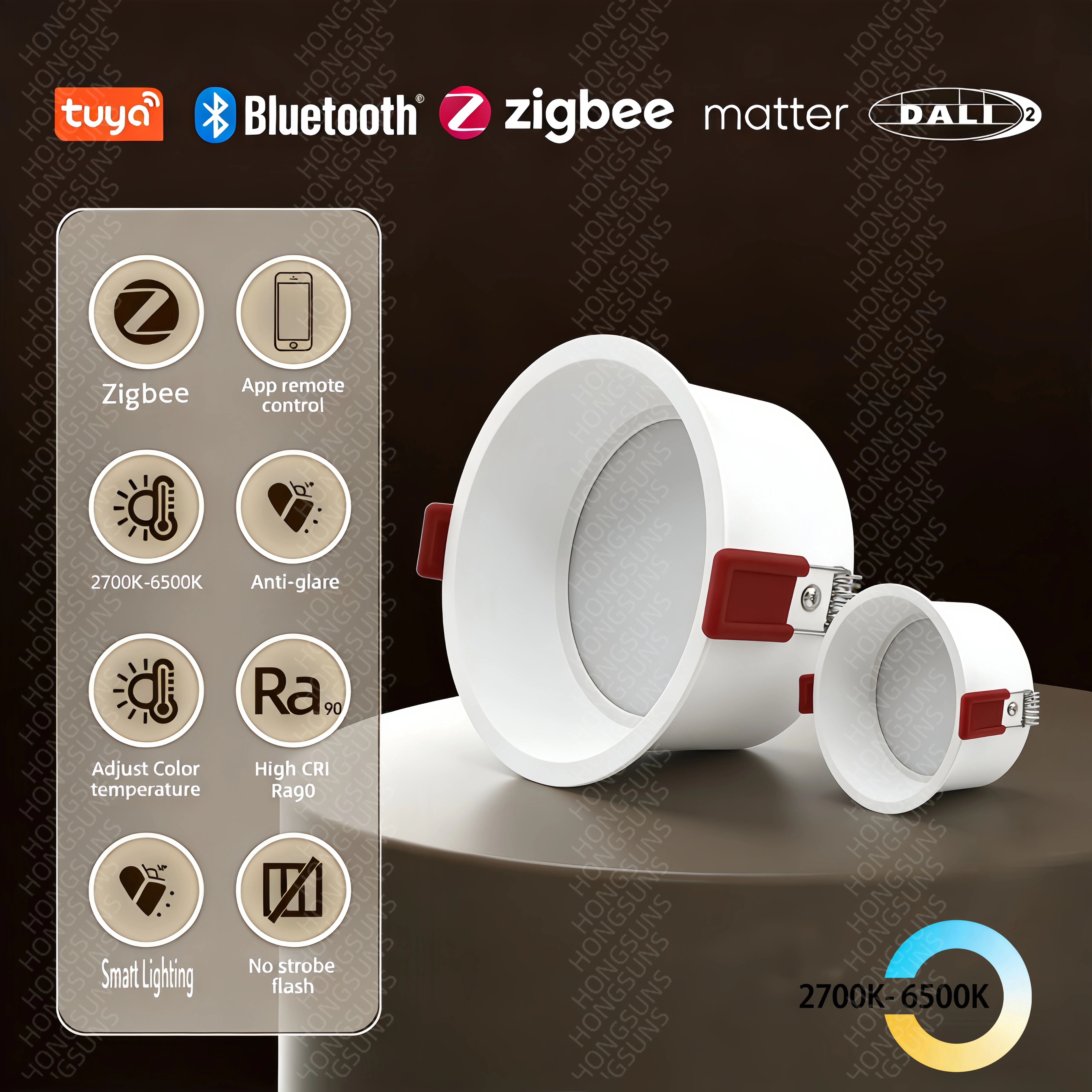 Tuya Zigbee/ DALI/ Matter/3000K/4000K/6000K/DIM Recessed Anti-glare LED Downlight White Home Living Room Bedroom Lighting