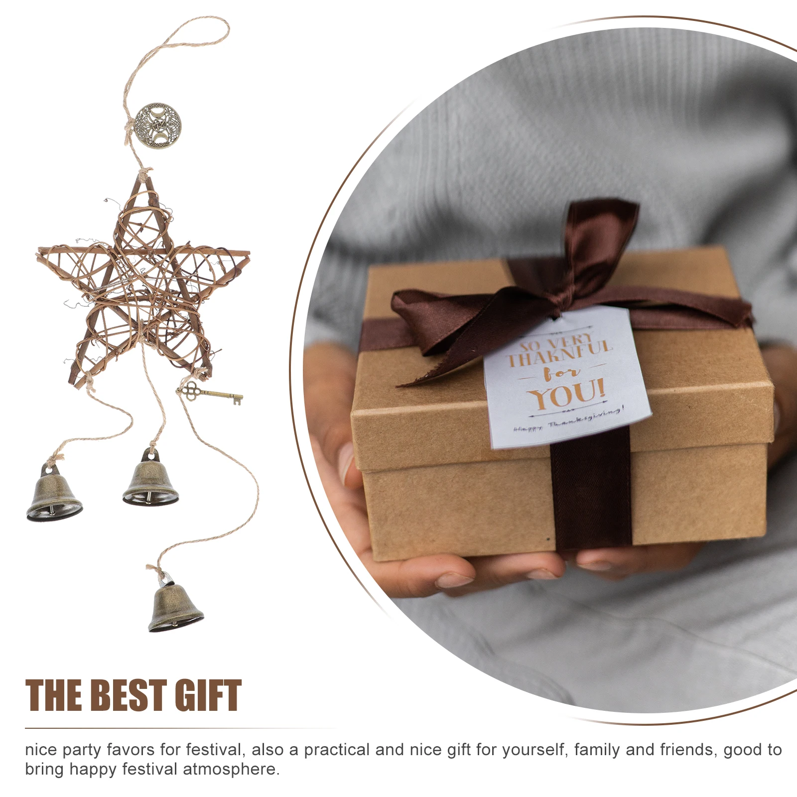 

1Pcs Chic Bell Pendant Material Fade Resistant Color Simple Structure for Indoor Outdoor Decoration Bell Pendant