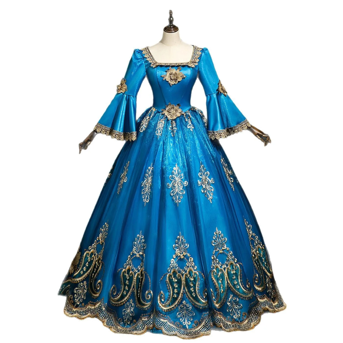 Chorus Court เครื่องแต่งกาย Lake Blue Drag Ball Host ภาพละครละครละครเครื่องแต่งกายละครชุดเจ้าหญิง Vestidos Fiesta De Lujo