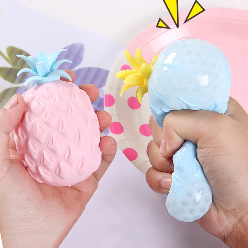 Pineapple Stress Ball Water Feeling Squishy Vent Toys Water Beads Squeeze Fidget Toy Anxiety Stress Relief Toy Sensory Squish