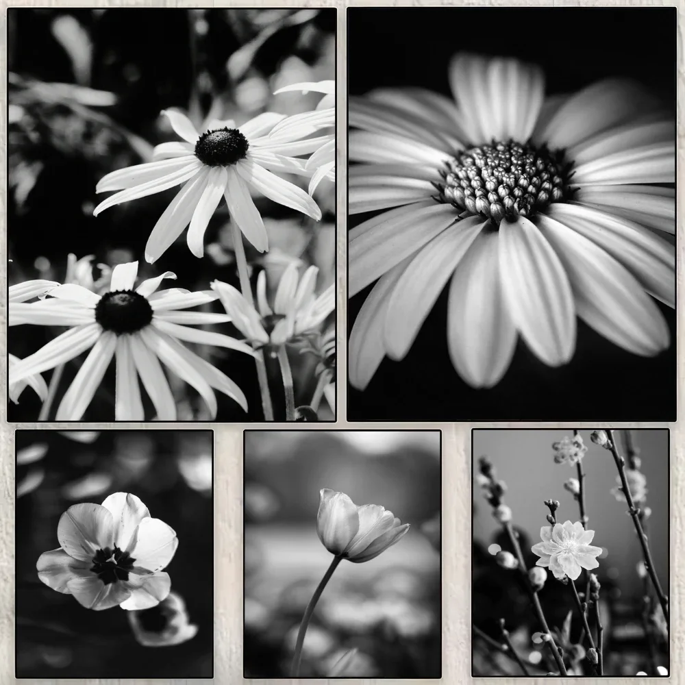 Advanced Black and White Flower Painting Calligraphy Canvas Poster Room Home Wall Decor Painting Art Spaces Anti-wrinkle