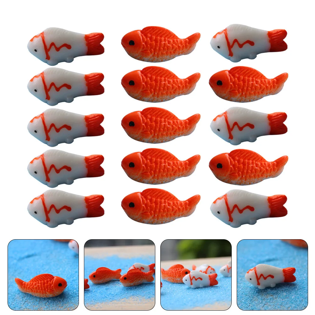 

15Pcs Simulation Carp Decorations Realistic Fish Tank Ornaments Aquarium Decor Resin Craft Vivid Goldfish Statuary Compact