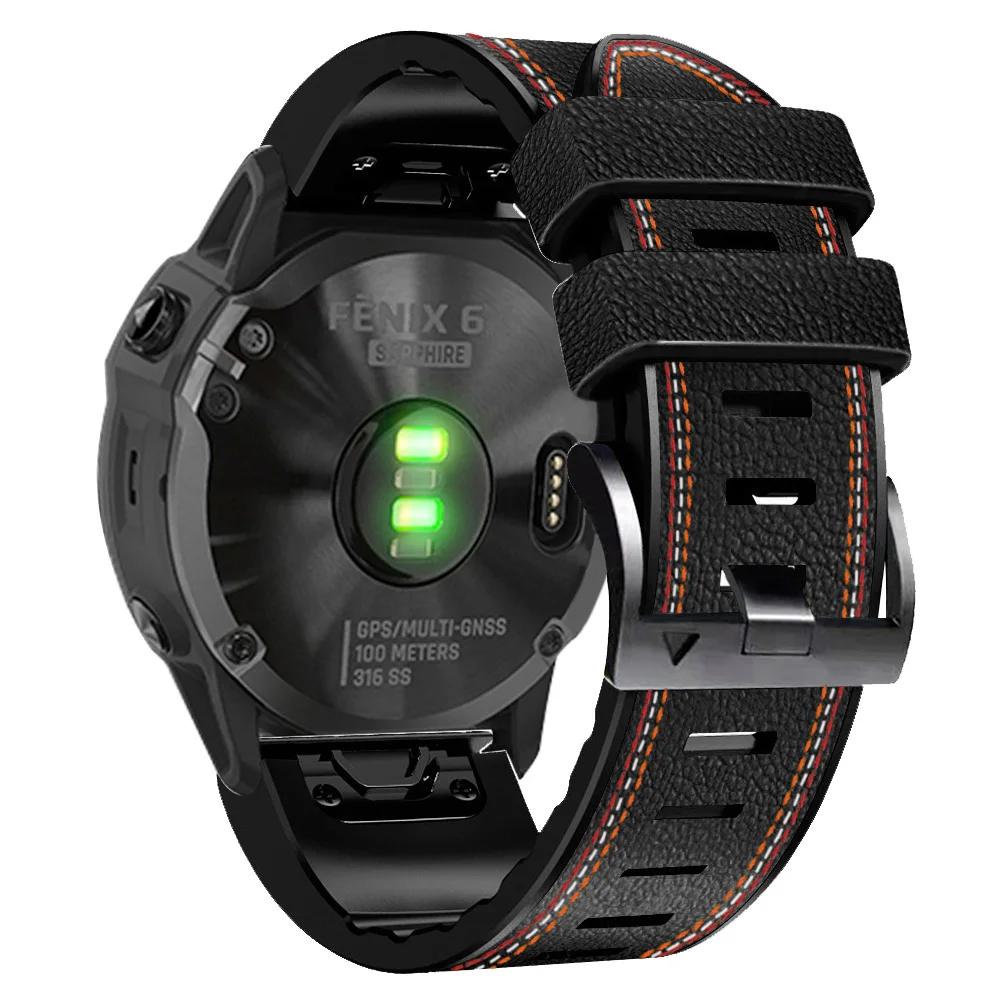 QuickFit 26 мм 22 мм силиконовый кожаный ремешок для Garmin Fenix 8 E 51 мм 47 мм/7X 7 6 6X Pro/Epix Gen 2/Tactix ремешок для часов аксессуары