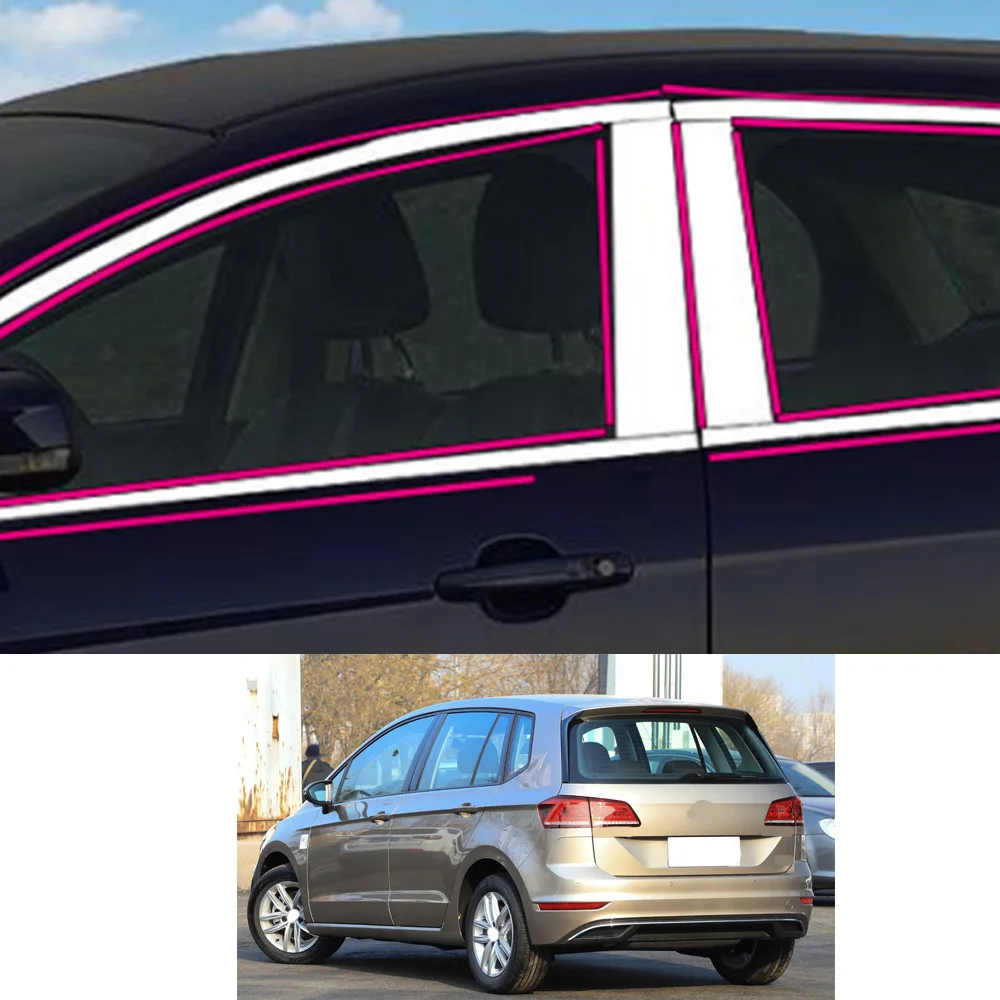 For  VW Volkswagen Golf Sportsvan 2016 2017 2018 2019 2020 2021 Car Sticker Garnish Pillar Window Middle Strip Trim Frame Hoods