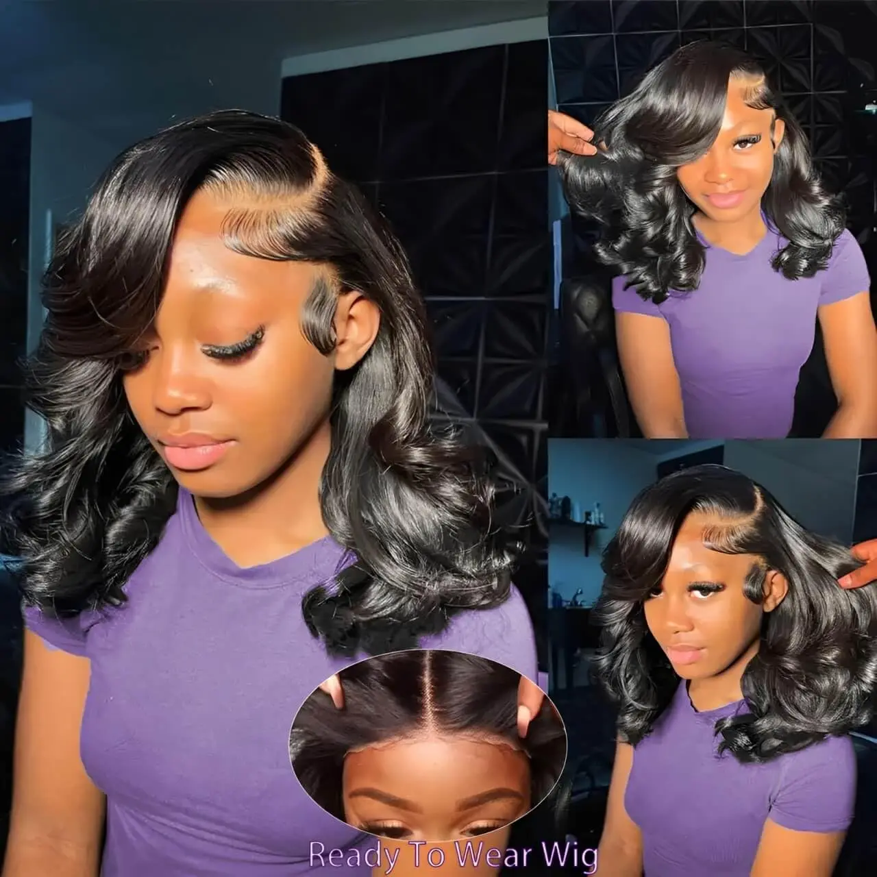 ボディウェーブレースフロントショートボブ13x6レースフロント200密度人毛プレプラッキングブラジリアンウィッグ5x5グルーレスカーリーレミーウィッグ