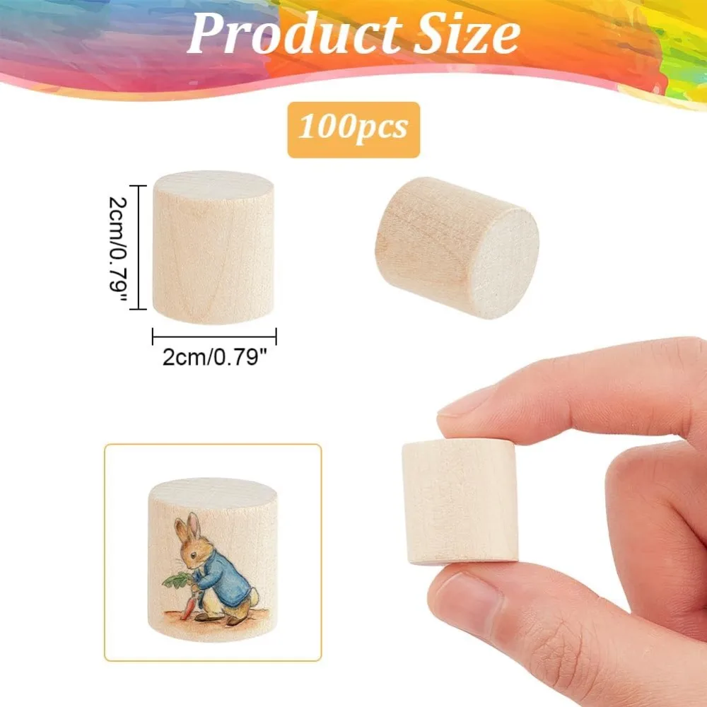 100 Pcs Wooden Craft Blocks Cylinders, 0.8