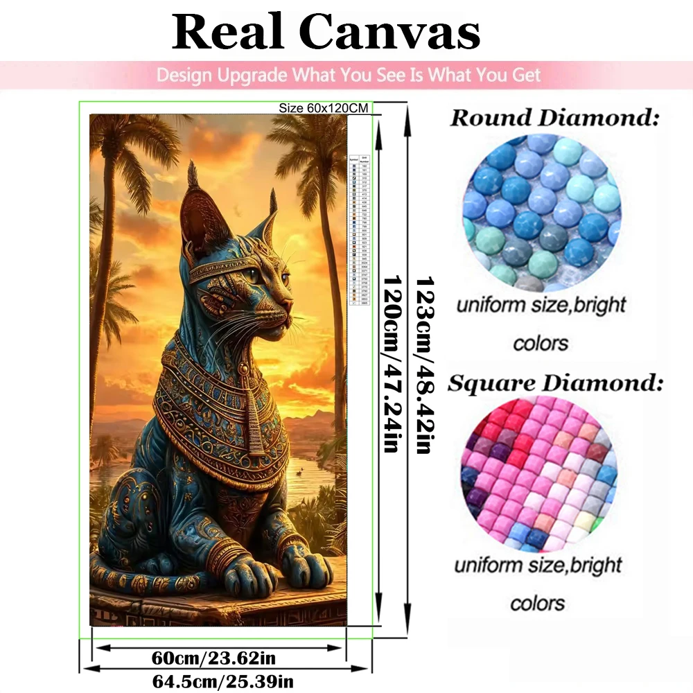 Egyptian Pharaoh Queen Cat 5D Diamond Painting Cross Stitch Godness Bastet And Anubis God Full Diamond Mosaic Rhinestones