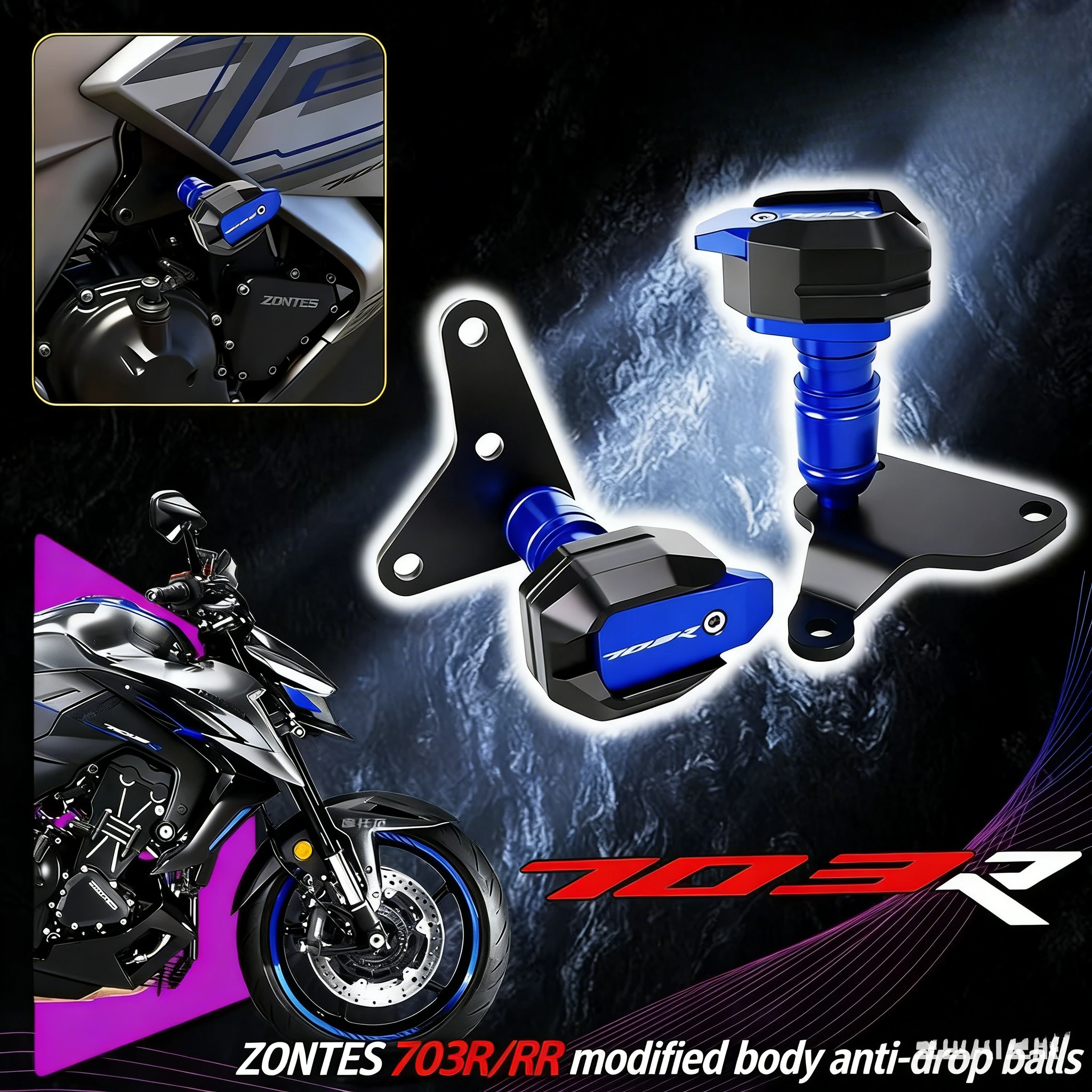 

Motorcycle Accessories Falling Protection Frame Slider Guard Pad Protector Modification Anti Drop Ball For ZONTES 703RR 703 RR