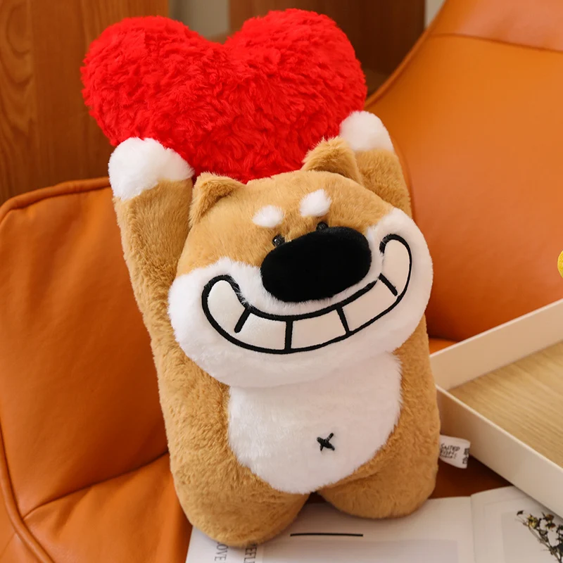 

35cm Cute Confession Hold Heart Shiba Inu Plush Toy Soft Stuffed Animal Doll Dog Pillow Birthday Valentine Gift For Girlfriends