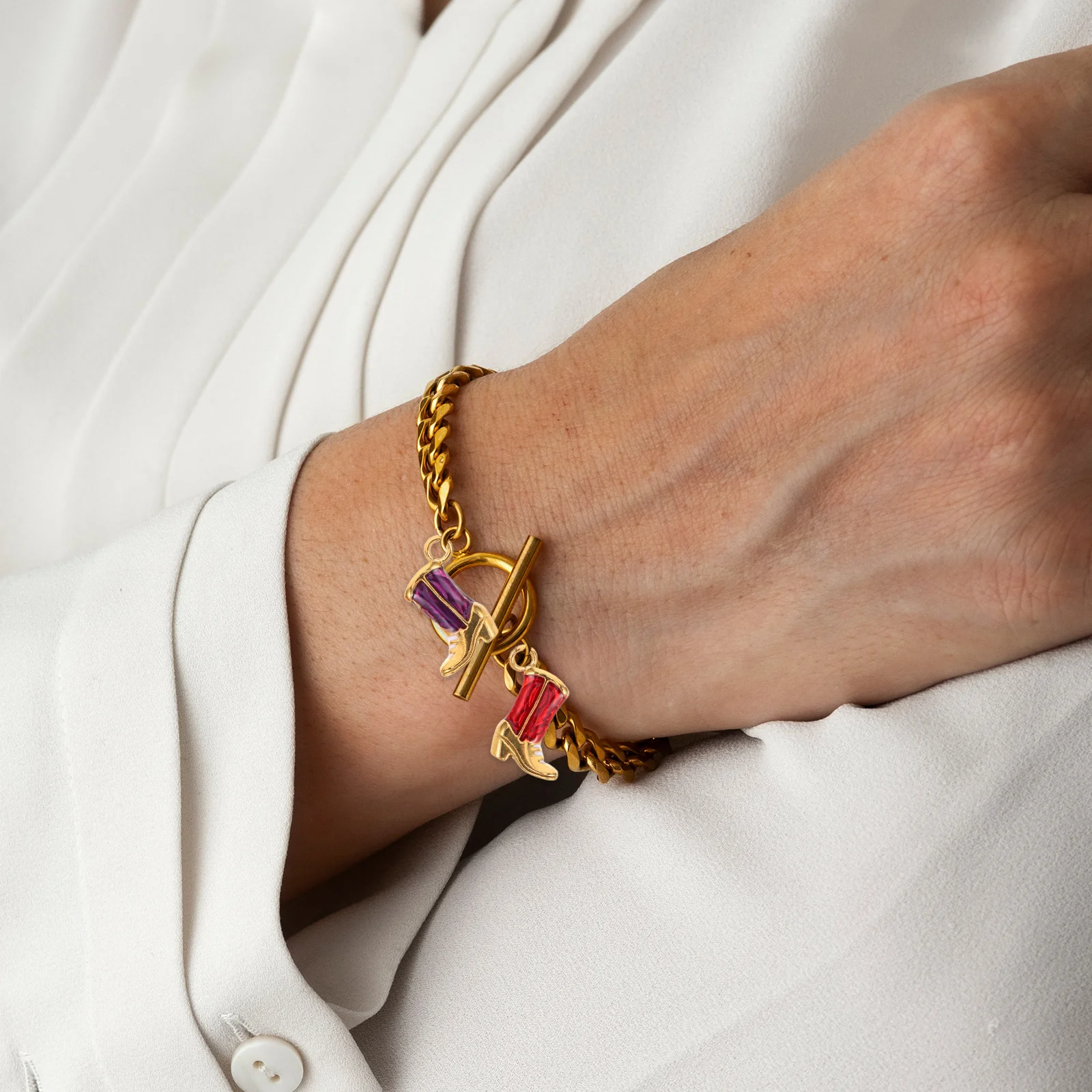 

6Pcs Stainless Steel Western Boot Charms Gold Enamel Rustic Mini Pendants for DIY Jewelry Keychains Bracelets Christmas