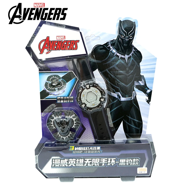 New Marvel Avengers Black Panther Style Fidget Spinner Wristband Three Kinds Of Glare Movie Peripheral Toy Set Boy Birthday Gift