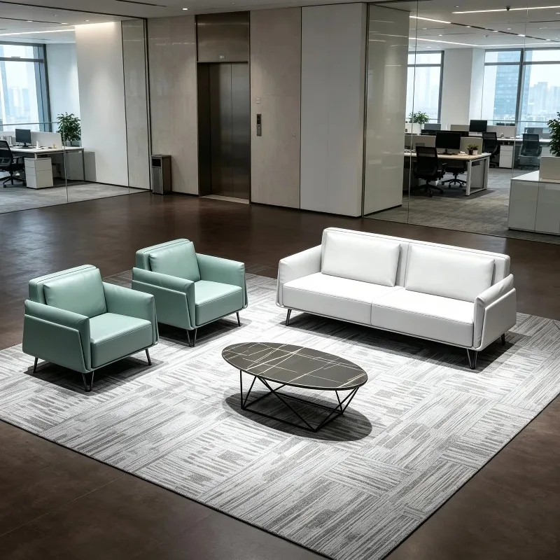 Modern Luxury Chesterfield Genuine Leather Office Sofa Set with Metal Frame and High-Density Sponge for Home and Outdoor Use